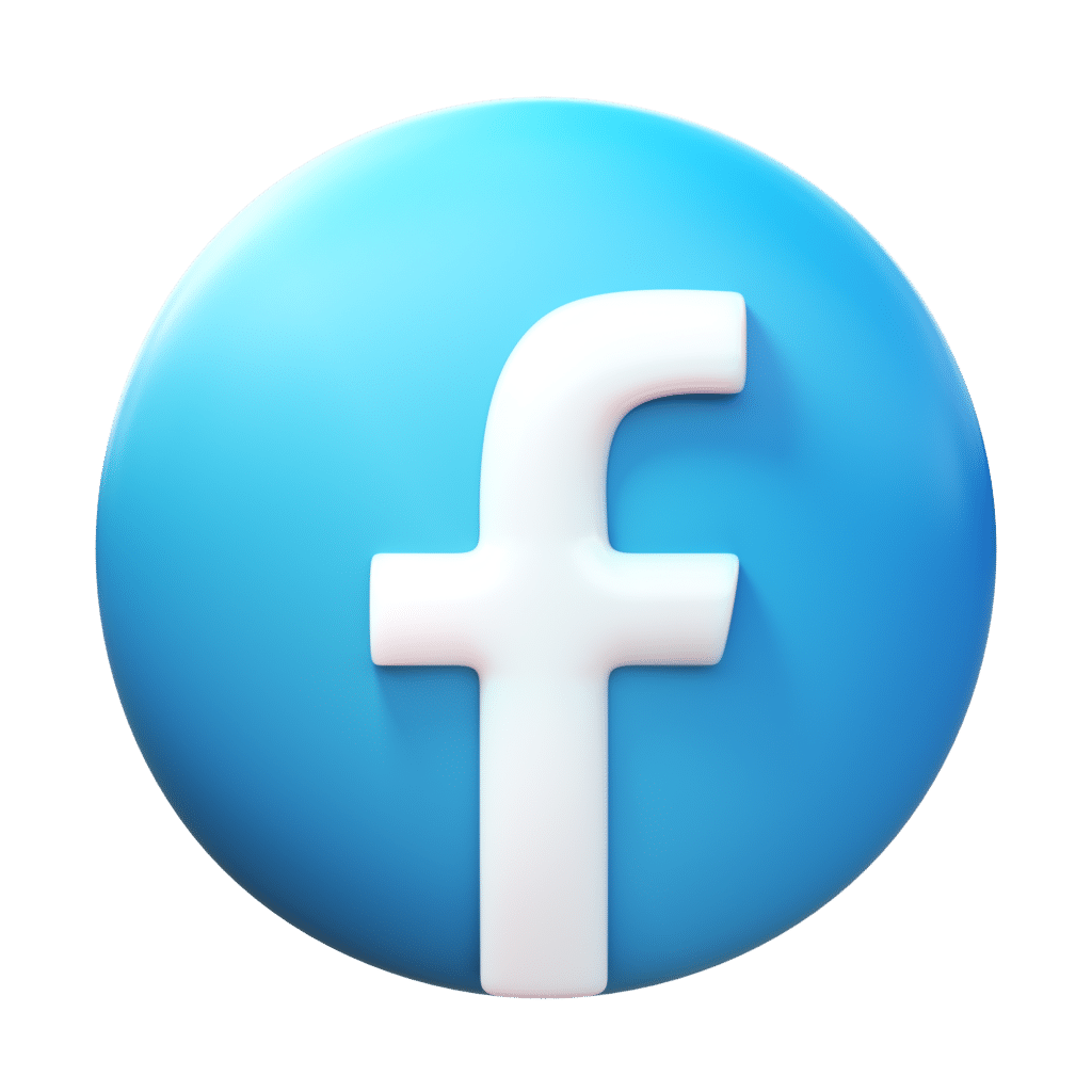 Niebieskie logo Facebooka na białym tle.