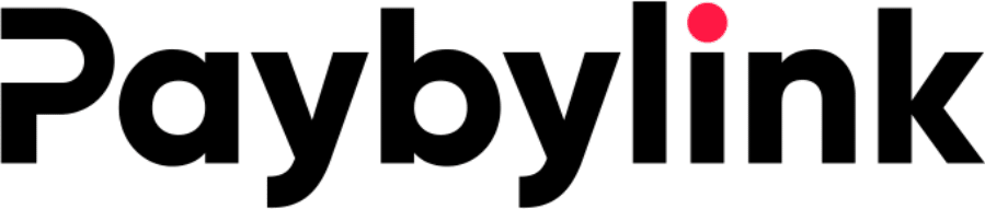 Na obrazku widać logo Paybylink z czarnymi literami i czerwoną kropką nad „i” w słowie „link”.